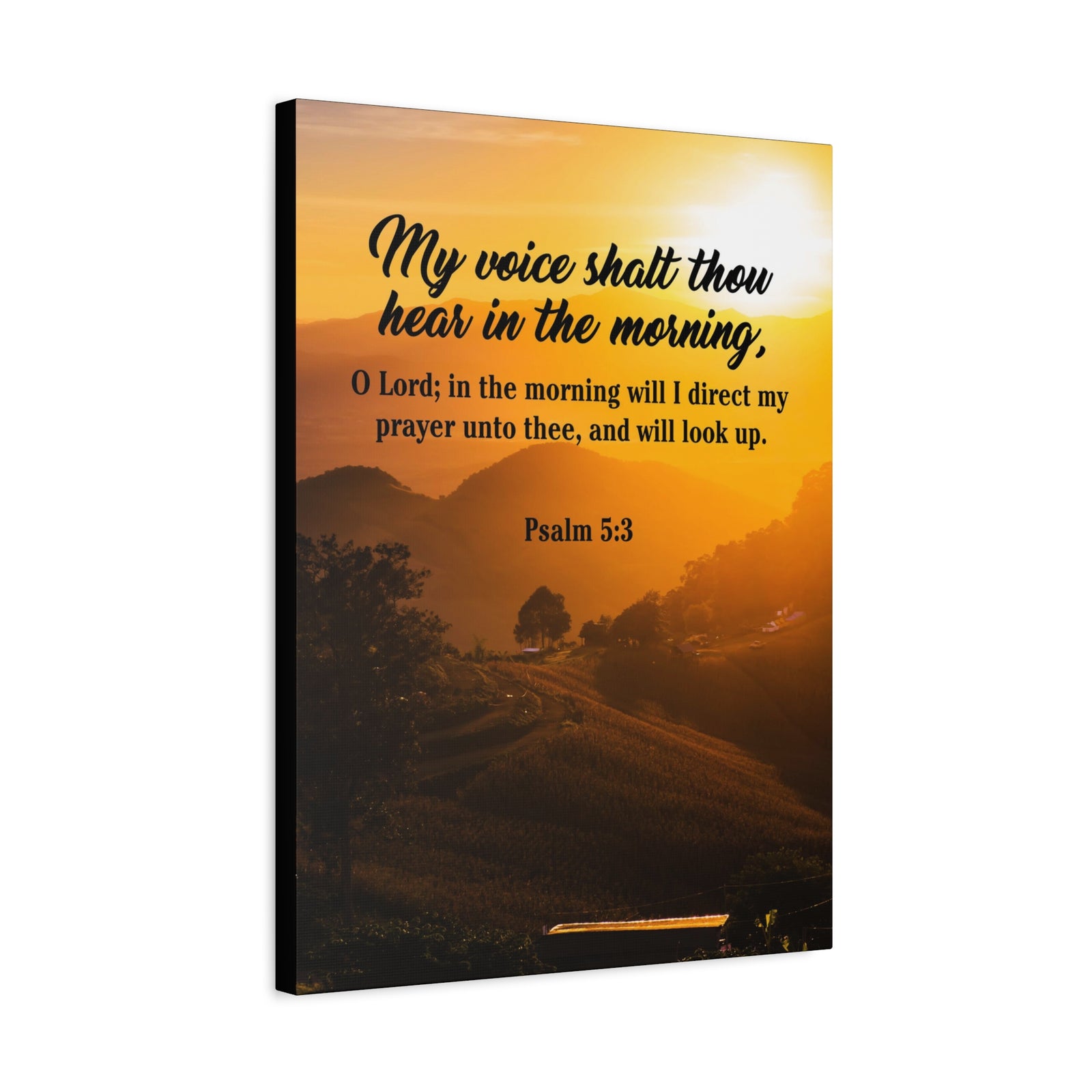 Bible Verse Canvas Morning Prayer Psalm 5:3 Christian Home Decor Scripture Art-Express Your Love Gifts