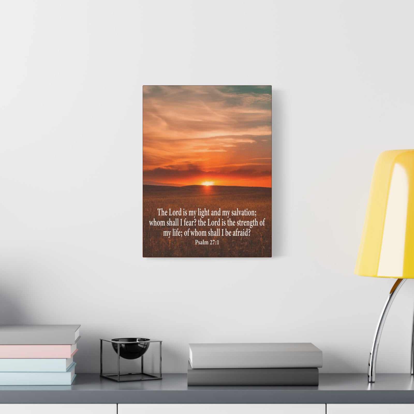 Bible Verse Canvas Lord is My Salvation Psalm 27:1 Christian Wall Décor Scripture Art Ready to Hang-Express Your Love Gifts