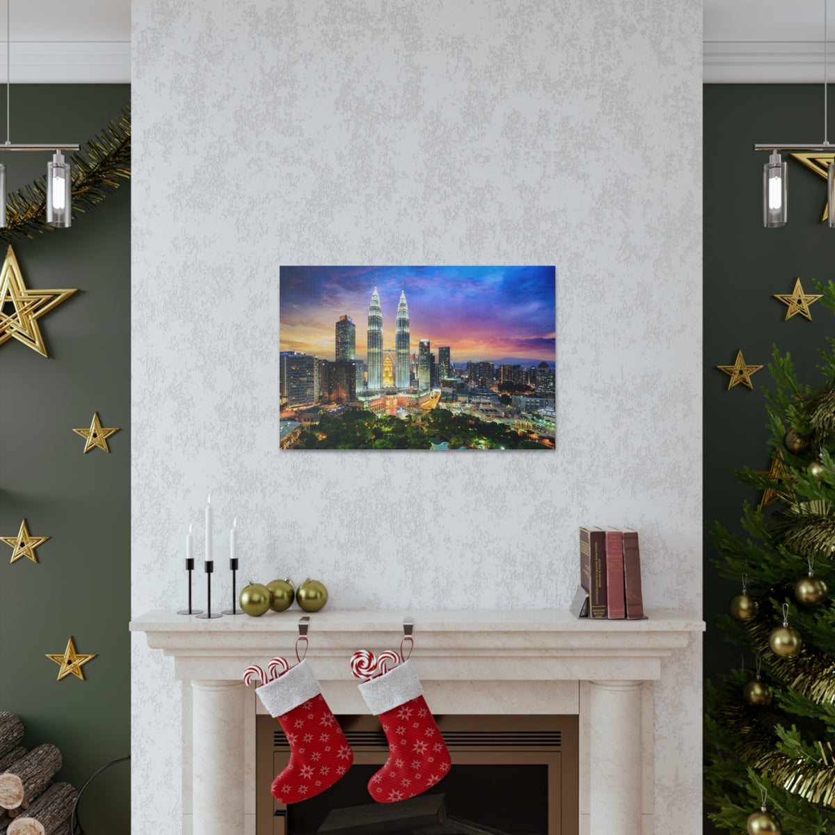 Kuala Lumpur Night Skyline Canvas Artwork High-Quality Breathtaking Stunning Cityscape for Home Decor Ready to Hang-Express Your Love Gifts