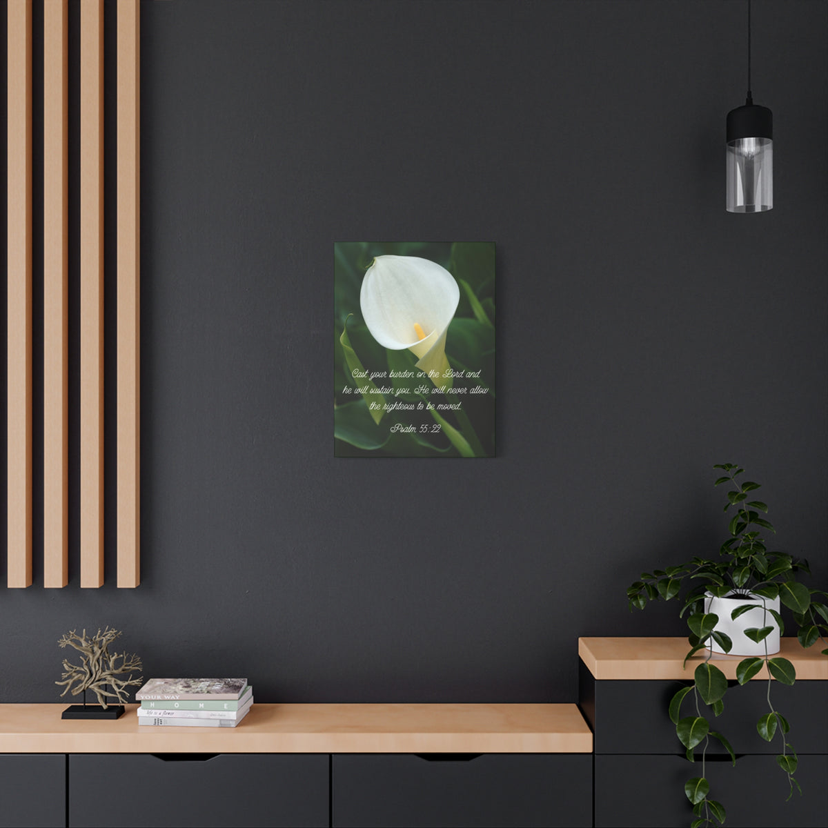 Scripture Canvas Cast Your Burden Psalm 55:22 Christian Wall Art Bible Verse Print Ready to Hang-Express Your Love Gifts