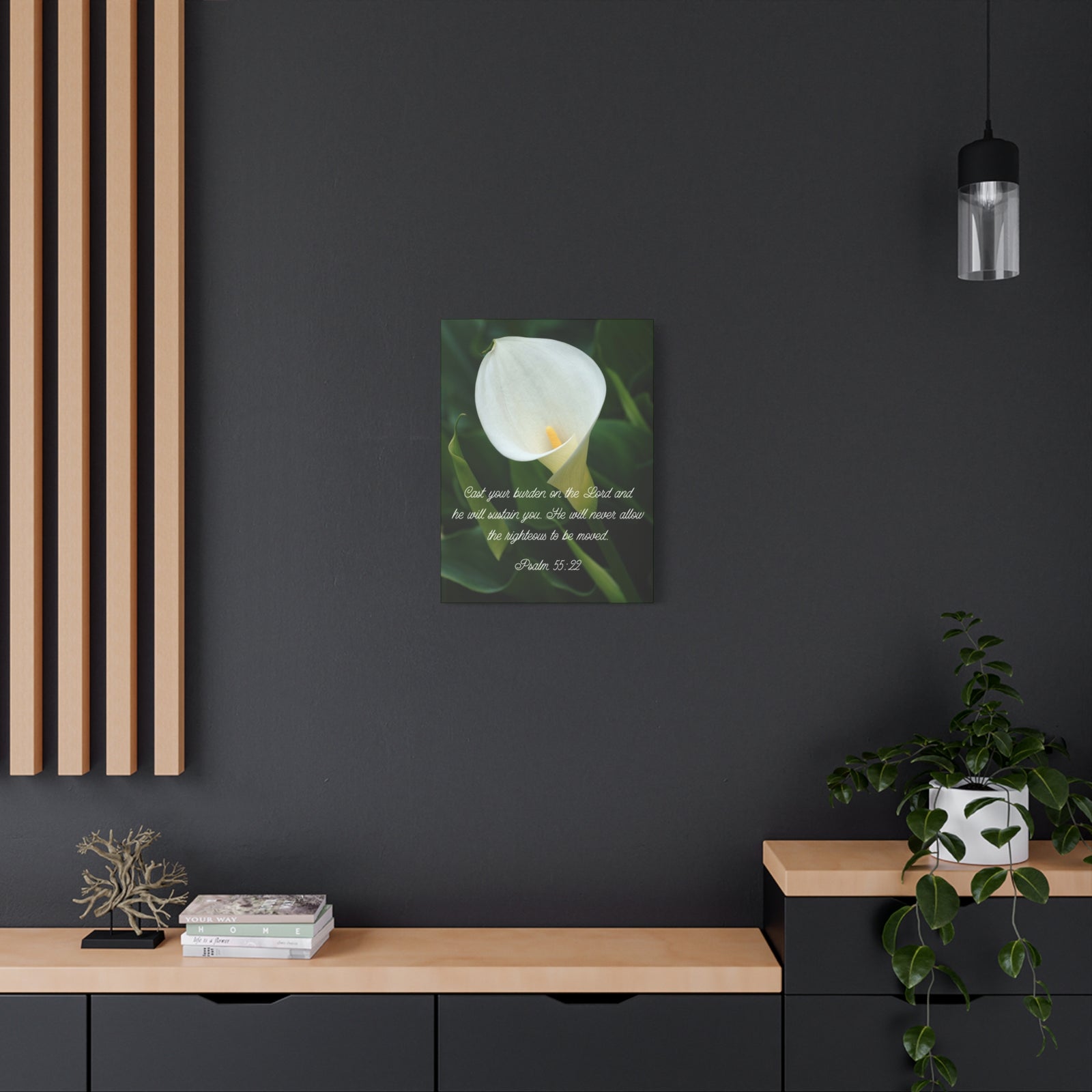 Scripture Canvas Cast Your Burden Psalm 55:22 Christian Wall Art Bible Verse Print Ready to Hang-Express Your Love Gifts