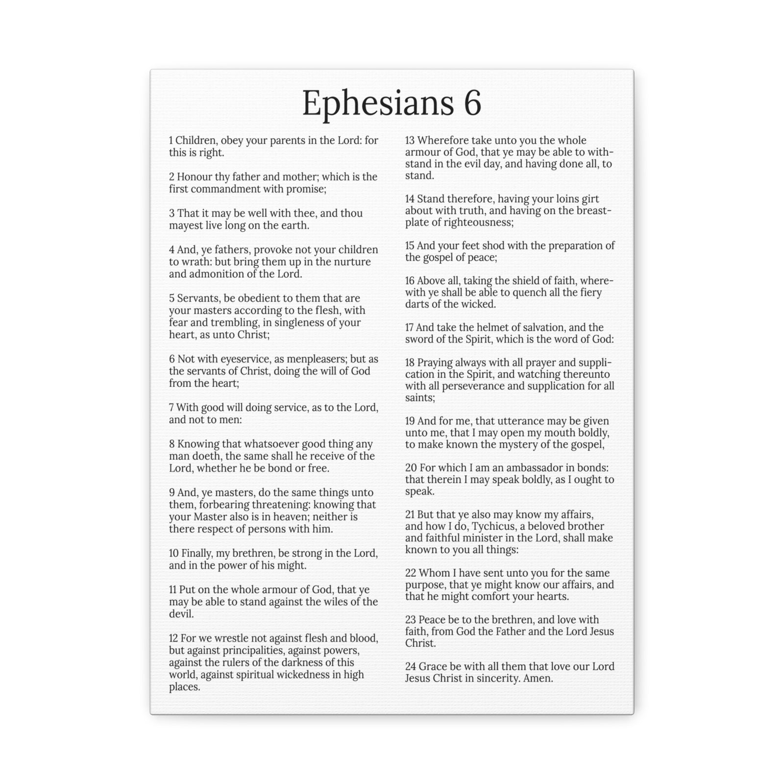 Scripture Walls Protection of the Believer Ephesians 6 Chapter White Christian Wall Art Print Ready to Hang Unframed-Express Your Love Gifts