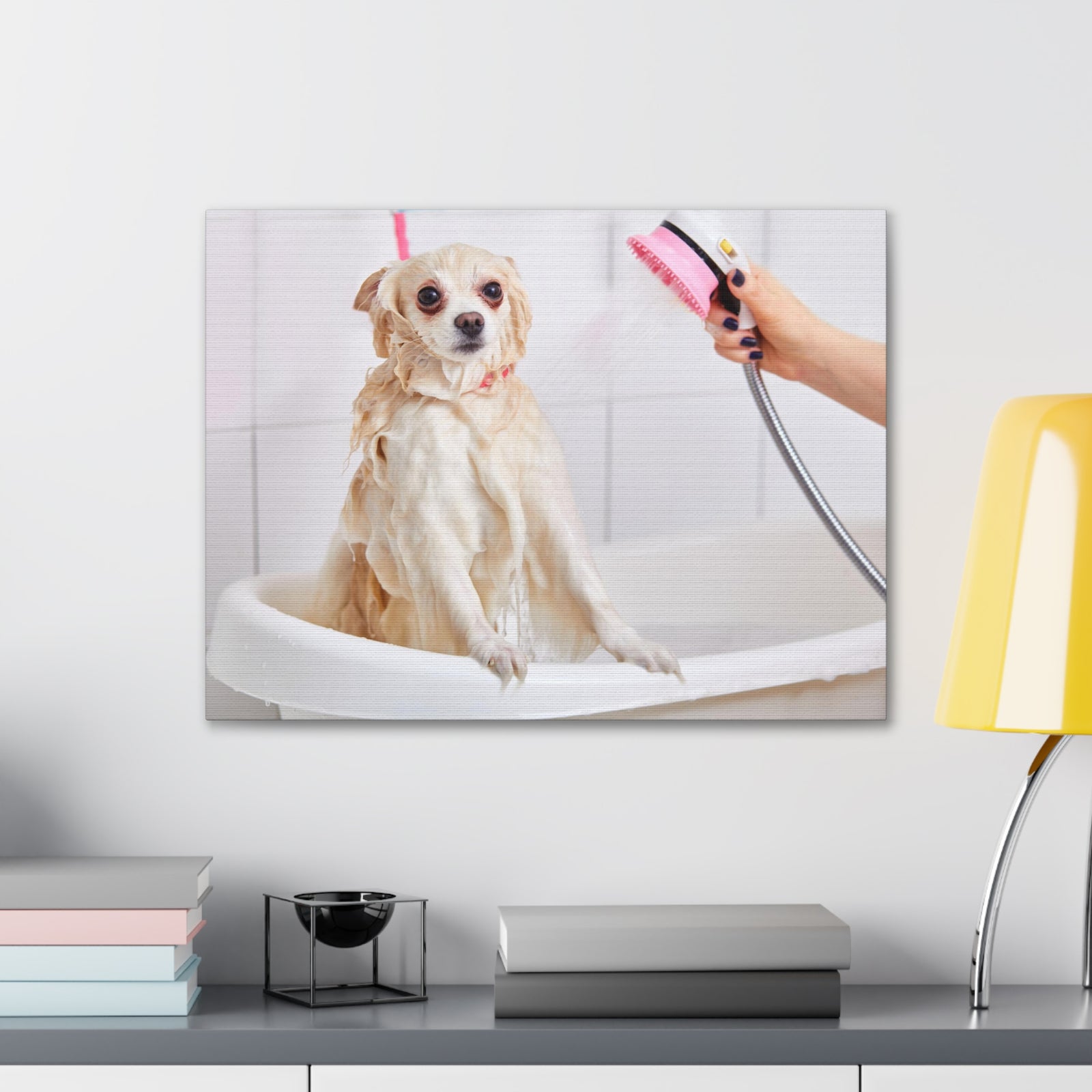 Cute Maltese Bath Canvas Wall Art for Home Decor Ready-to-Hang-Express Your Love Gifts