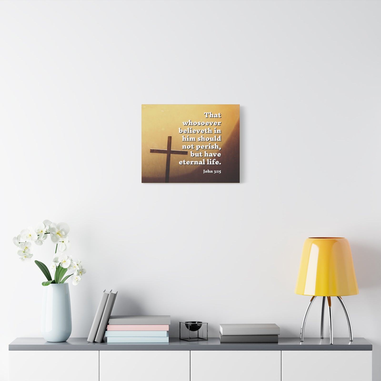Scripture Canvas Eternal Life John 3:15 Christian Wall Art Bible Verse Print Ready to Hang