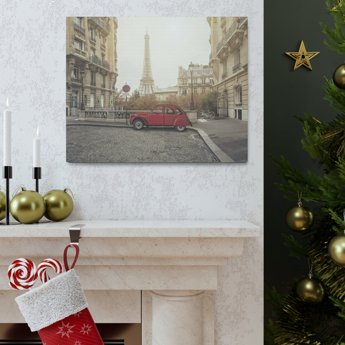 Eiffel Tower Retro Bike Paris Sunset Skyline Canvas Artwork High-Quality Breathtaking Stunning Cityscape Home Decor Ready to Hang-Express Your Love Gifts