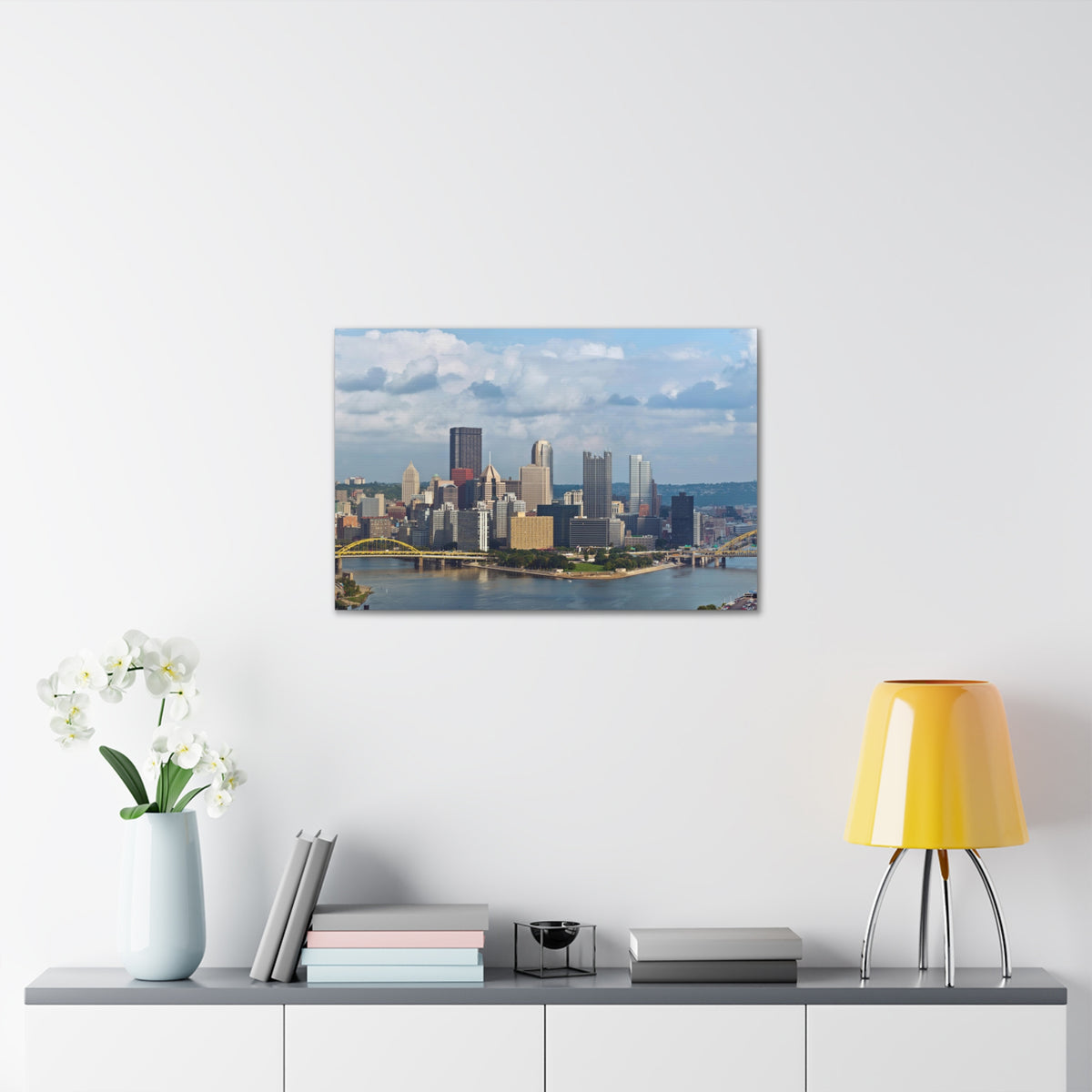 Pittsburgh Daytime Skyline Canvas Artwork High-Quality Breathtaking Stunning Cityscape for Home Decor Ready to Hang-Express Your Love Gifts
