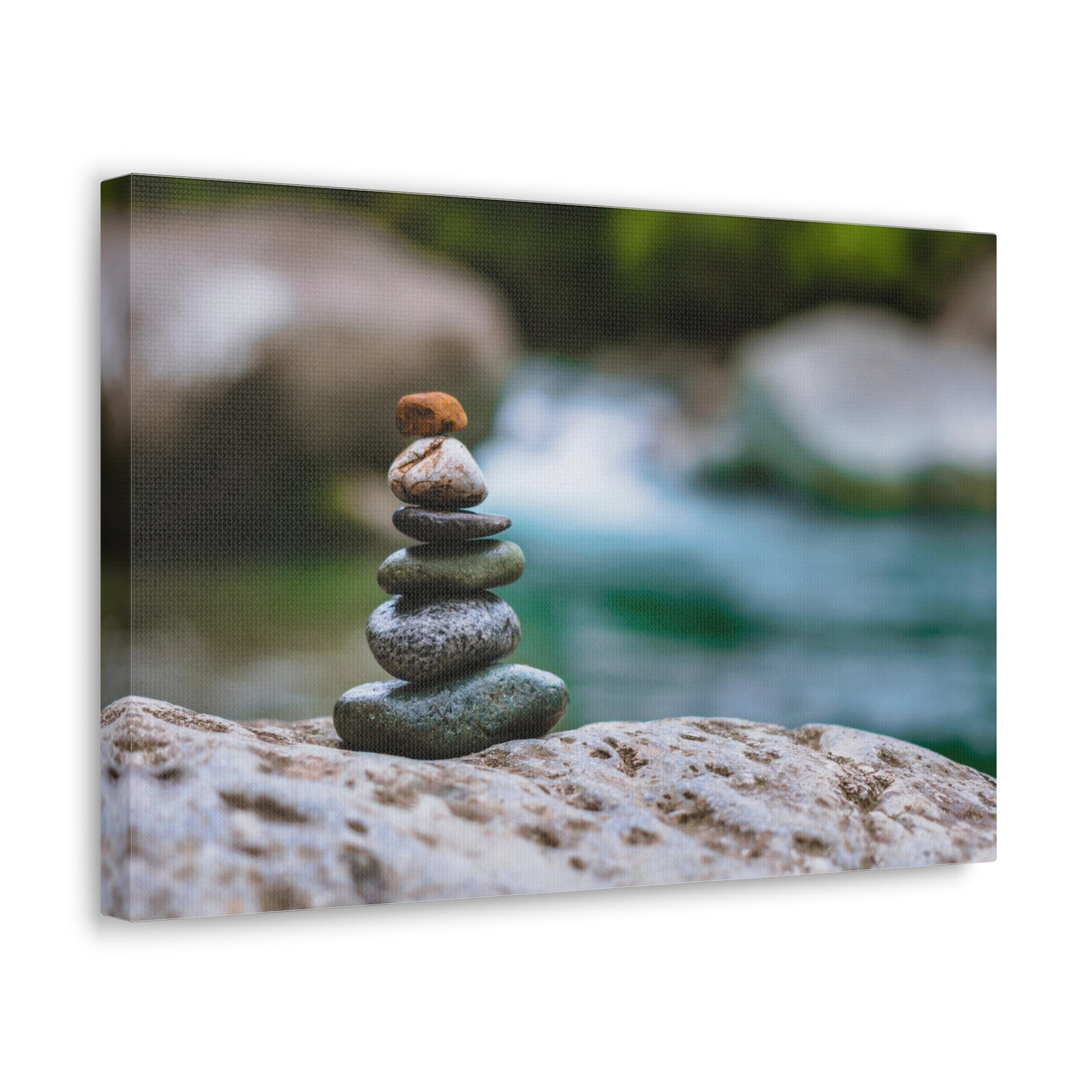 Rocks Stacked in Balance Forest Floral Nature Photography Canvas Wall Art for Home Decor Ready-to-Hang-Express Your Love Gifts