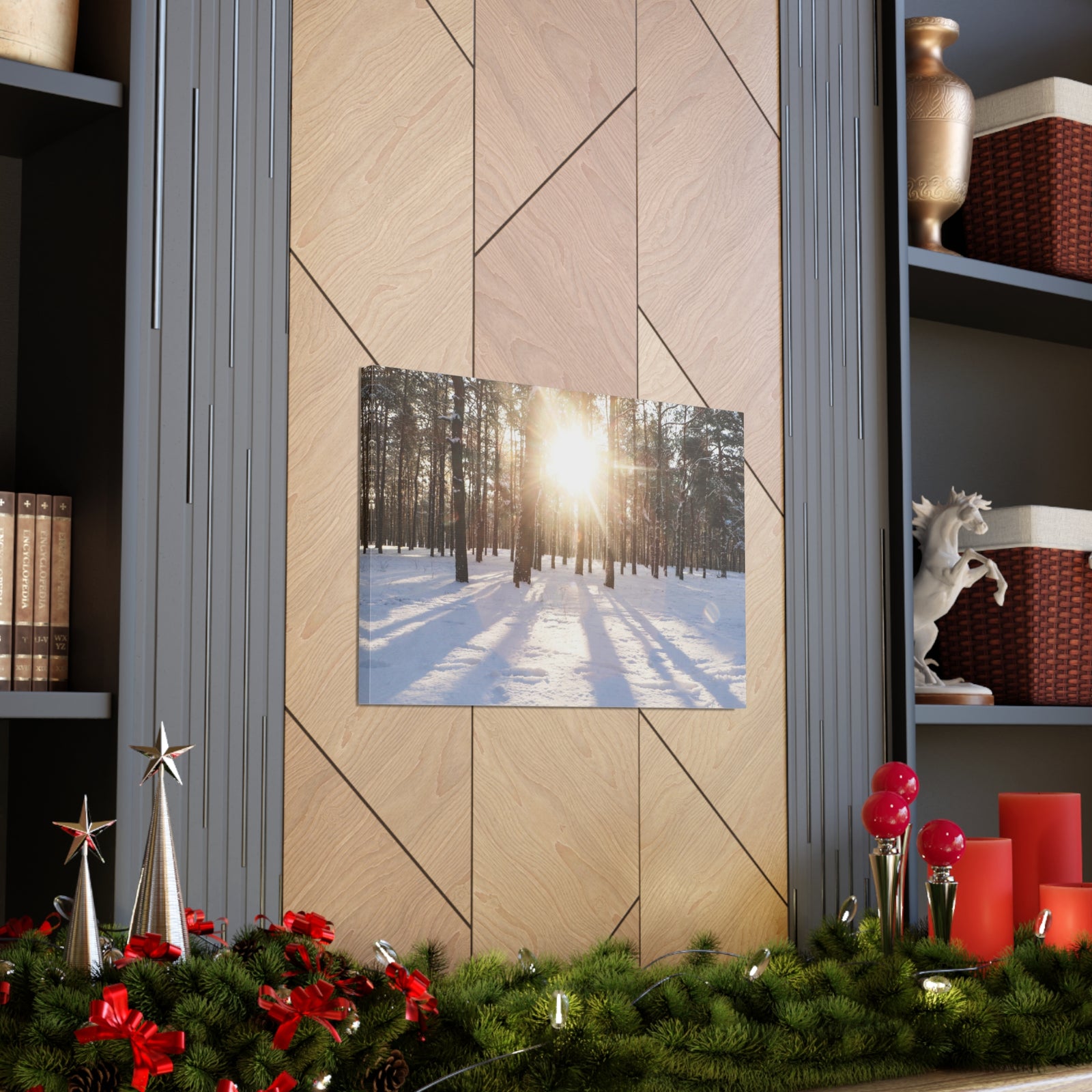 Tree Forest Covered In Snow Nature Wilderness Photography Canvas Wall Art for Home Decor Ready-to-Hang-Express Your Love Gifts