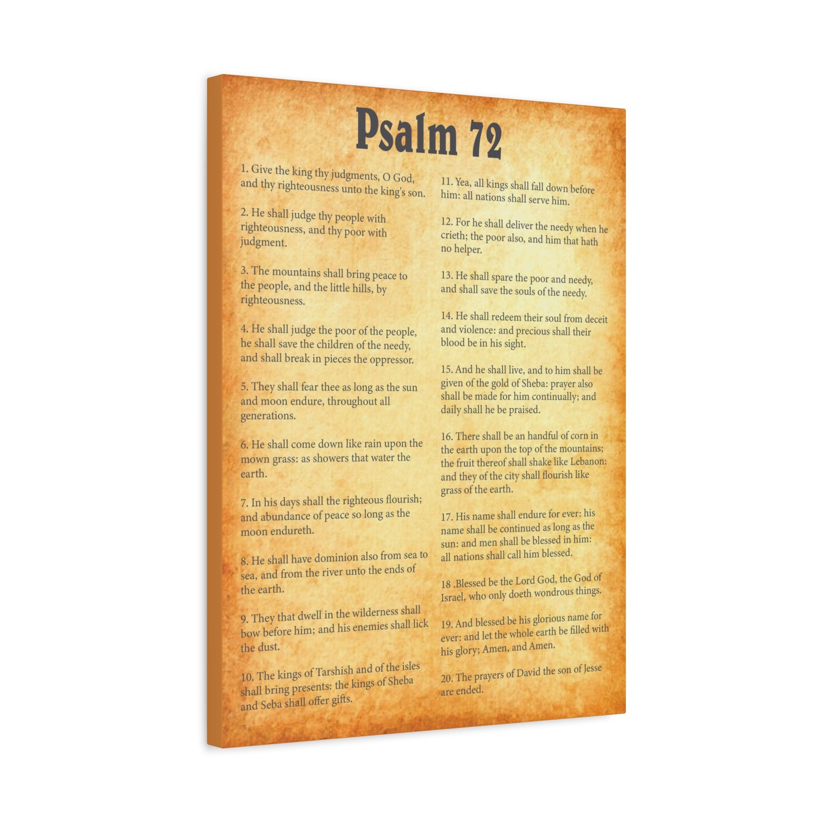 Scripture Walls Psalm 72 Gold Bible Chapter Canvas Christian Wall Art Ready to Hang-Express Your Love Gifts