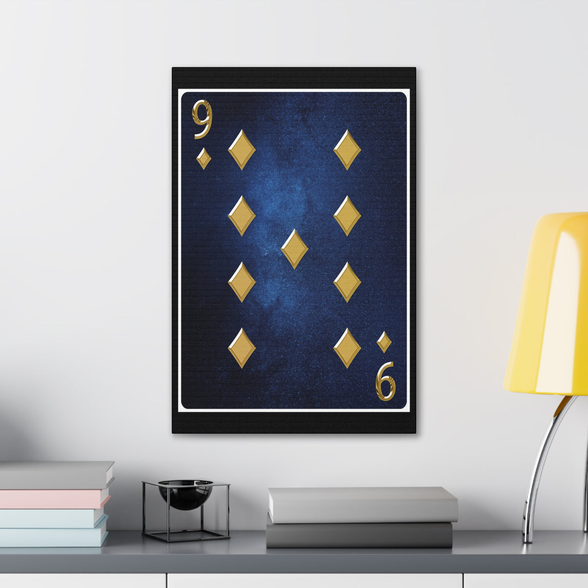 Nine Of Diamonds Space Background Playing Card Canvas Wall Art for Home Decor Ready-to-Hang-Express Your Love Gifts