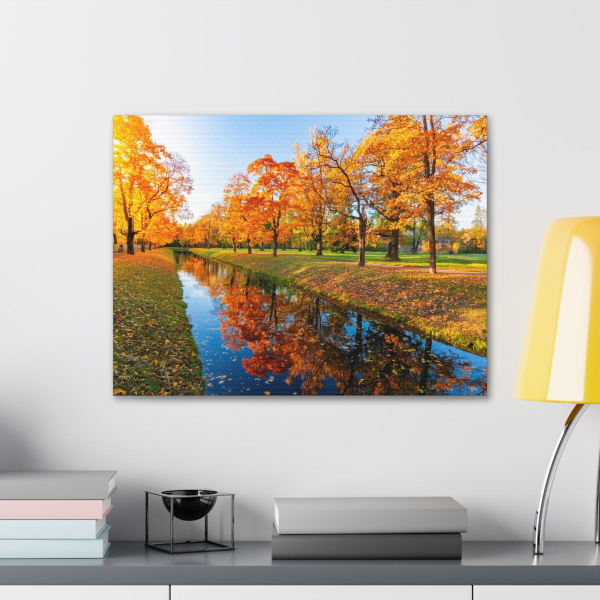 Obvodny Canal in Autumn Forest Floral Nature Photography Canvas Wall Art for Home Decor Ready-to-Hang-Express Your Love Gifts