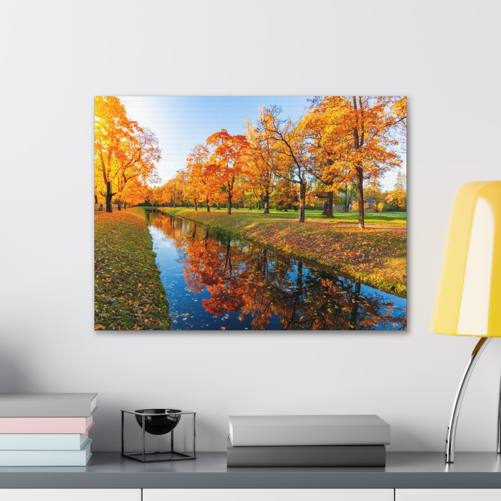 Obvodny Canal in Autumn Forest Floral Nature Photography Canvas Wall Art for Home Decor Ready-to-Hang-Express Your Love Gifts
