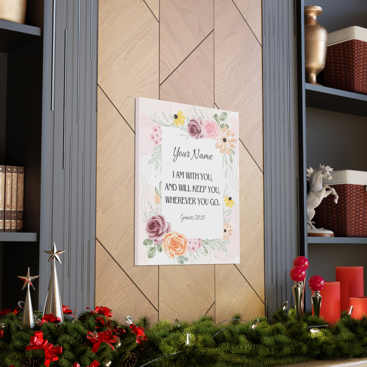 Scripture Walls Personalized Genesis 28:15 I Am With You Bible Chapter Canvas Christian Wall Art Ready to Hang-Express Your Love Gifts