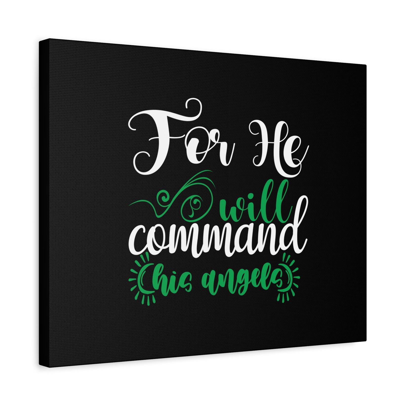 Scripture Canvas For He Will Command His Angels Psalm 91:11 Christian Wall Art Bible Verse Print Ready to Hang-Express Your Love Gifts