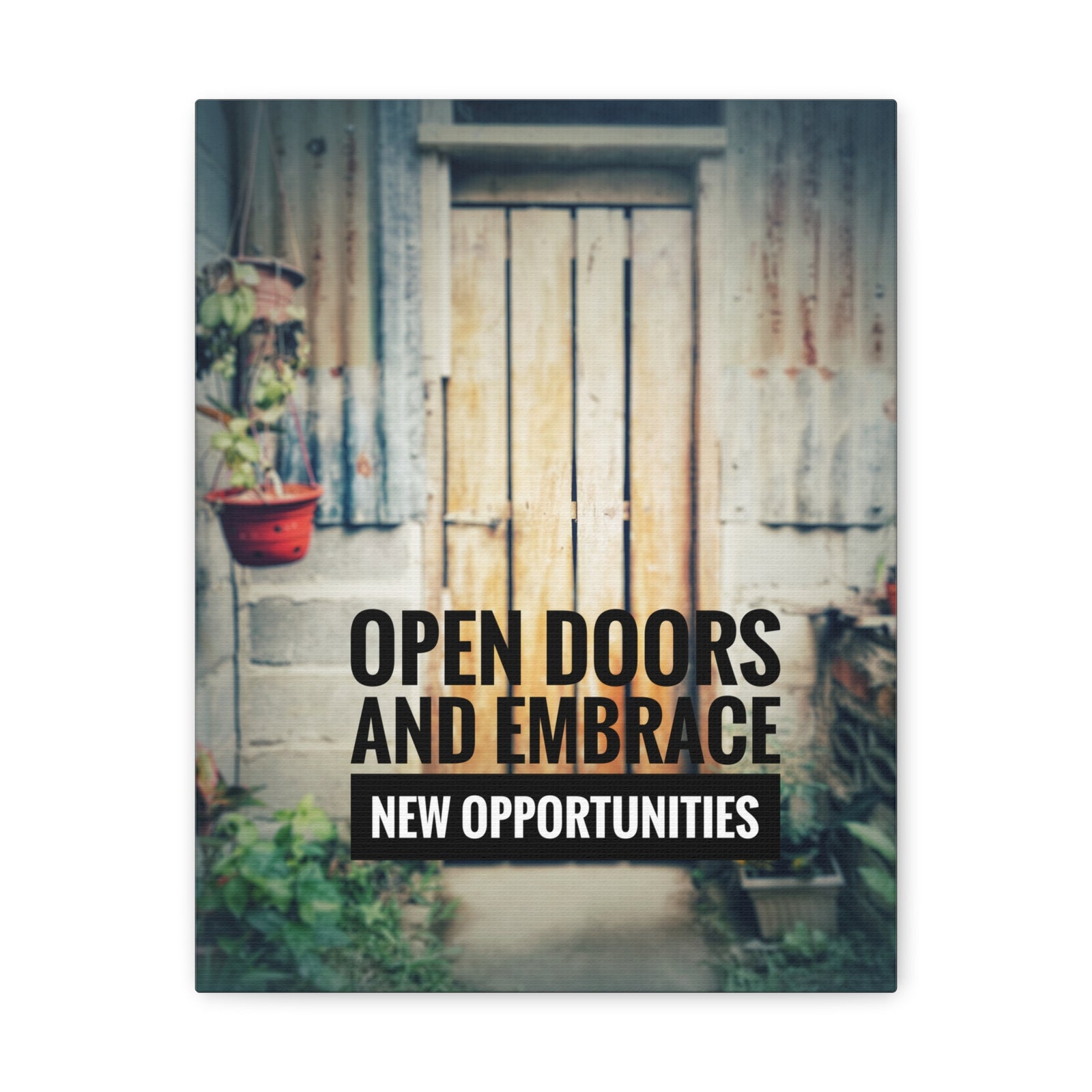 Inspirational Quote Canvas Open Doors and Embrace Motivational Print Ready to Hang Artwork-Express Your Love Gifts