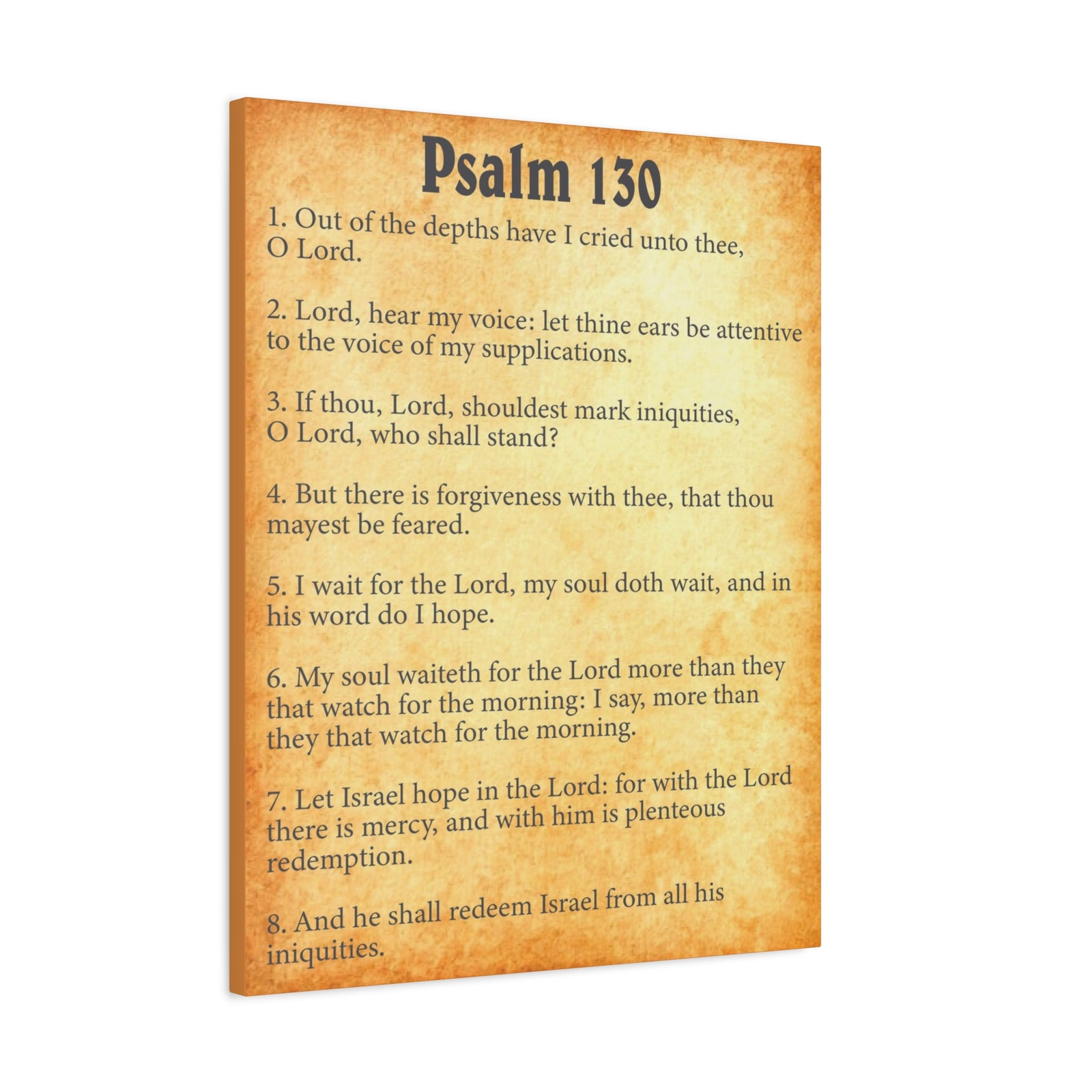Scripture Walls Psalm 130 Gold Bible Chapter Canvas Christian Wall Art Ready to Hang-Express Your Love Gifts