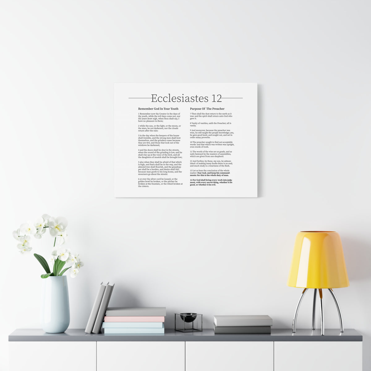 Scripture Canvas His Commandments Ecclesiastes 12 Christian Wall Art Bible Verse Print Ready to Hang-Express Your Love Gifts