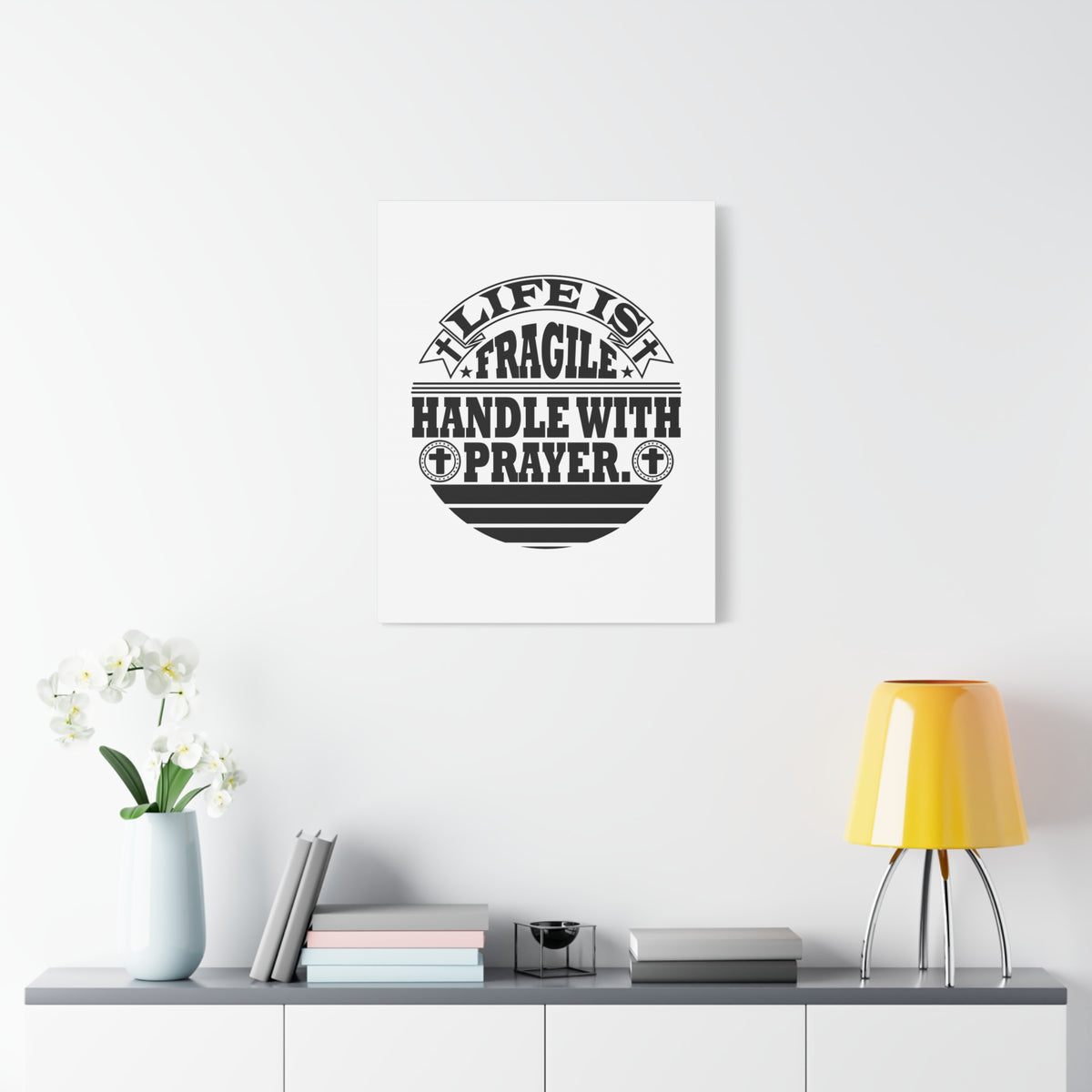 Scripture Canvas Handle With Prayer Psalm 39:4 Cross Christian Wall Art Bible Verse Print Ready to Hang-Express Your Love Gifts