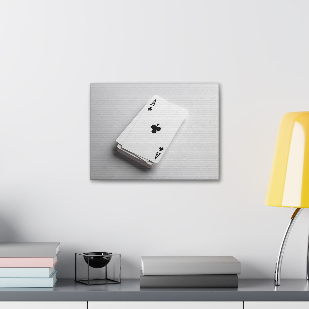 Ace of Clubs On A Playing Card Stack Playing Card Canvas Wall Art for Home Decor Ready-to-Hang-Express Your Love Gifts
