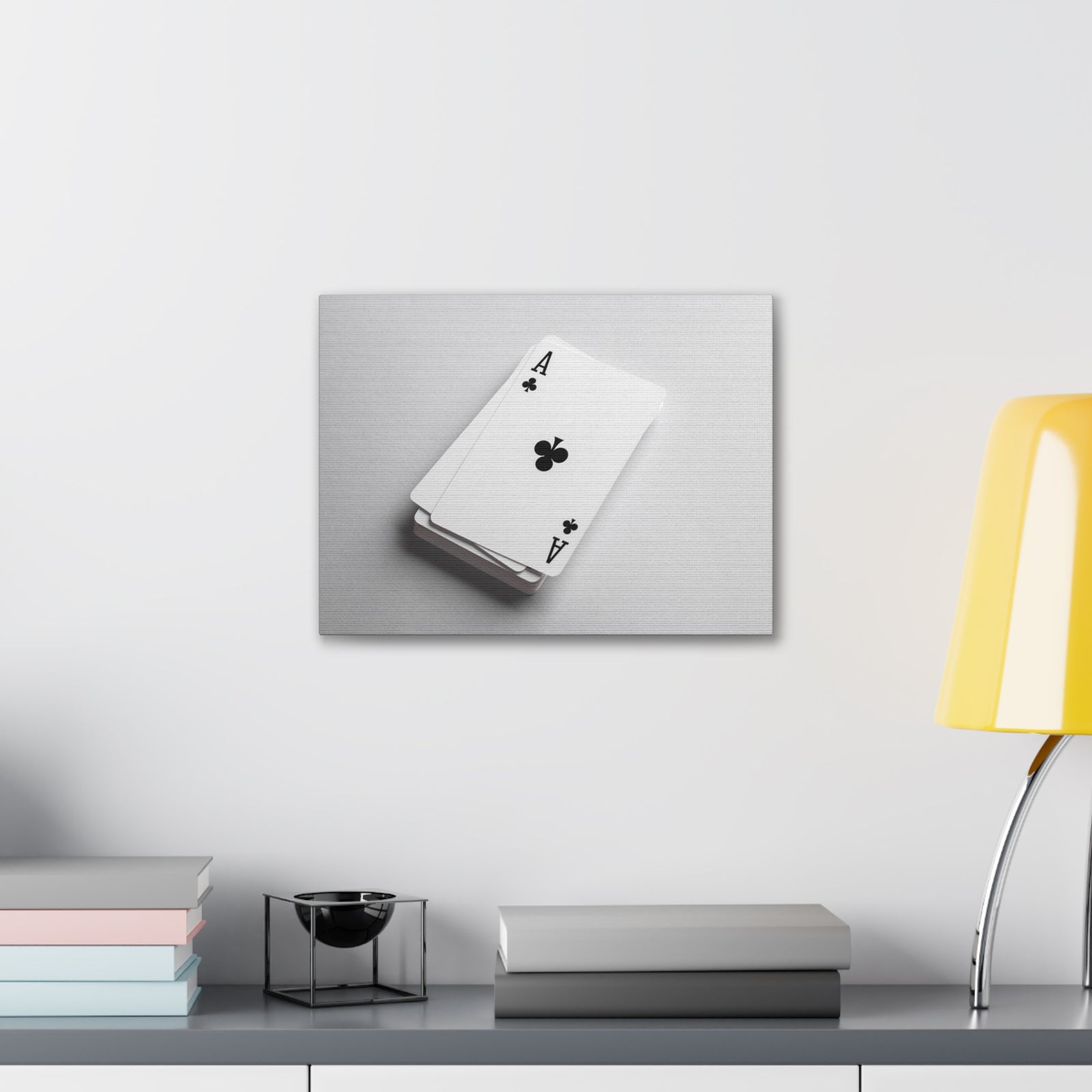 Ace of Clubs On A Playing Card Stack Playing Card Canvas Wall Art for Home Decor Ready-to-Hang-Express Your Love Gifts