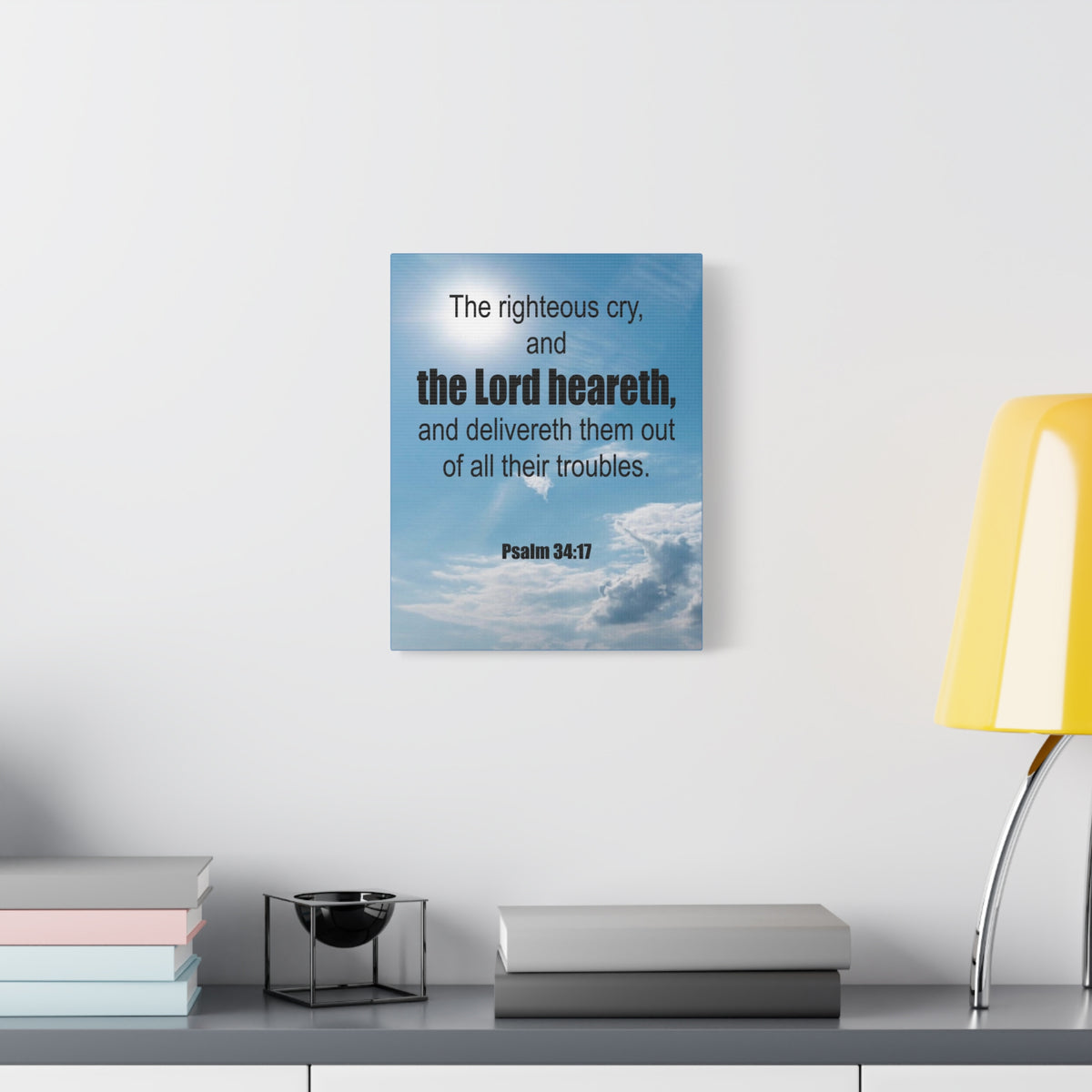 Scripture Walls The Lord Heareth Psalm 34:17 Bible Verse Canvas Christian Wall Art Ready to Hang-Express Your Love Gifts