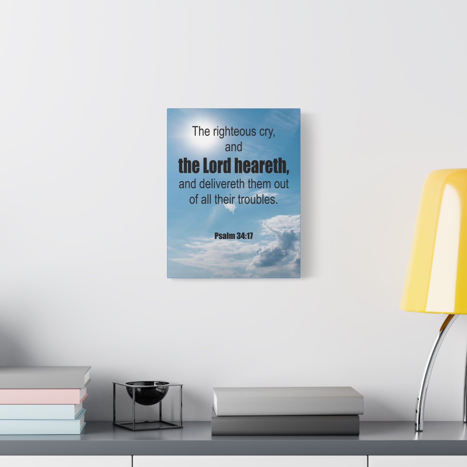 Scripture Walls The Lord Heareth Psalm 34:17 Bible Verse Canvas Christian Wall Art Ready to Hang-Express Your Love Gifts