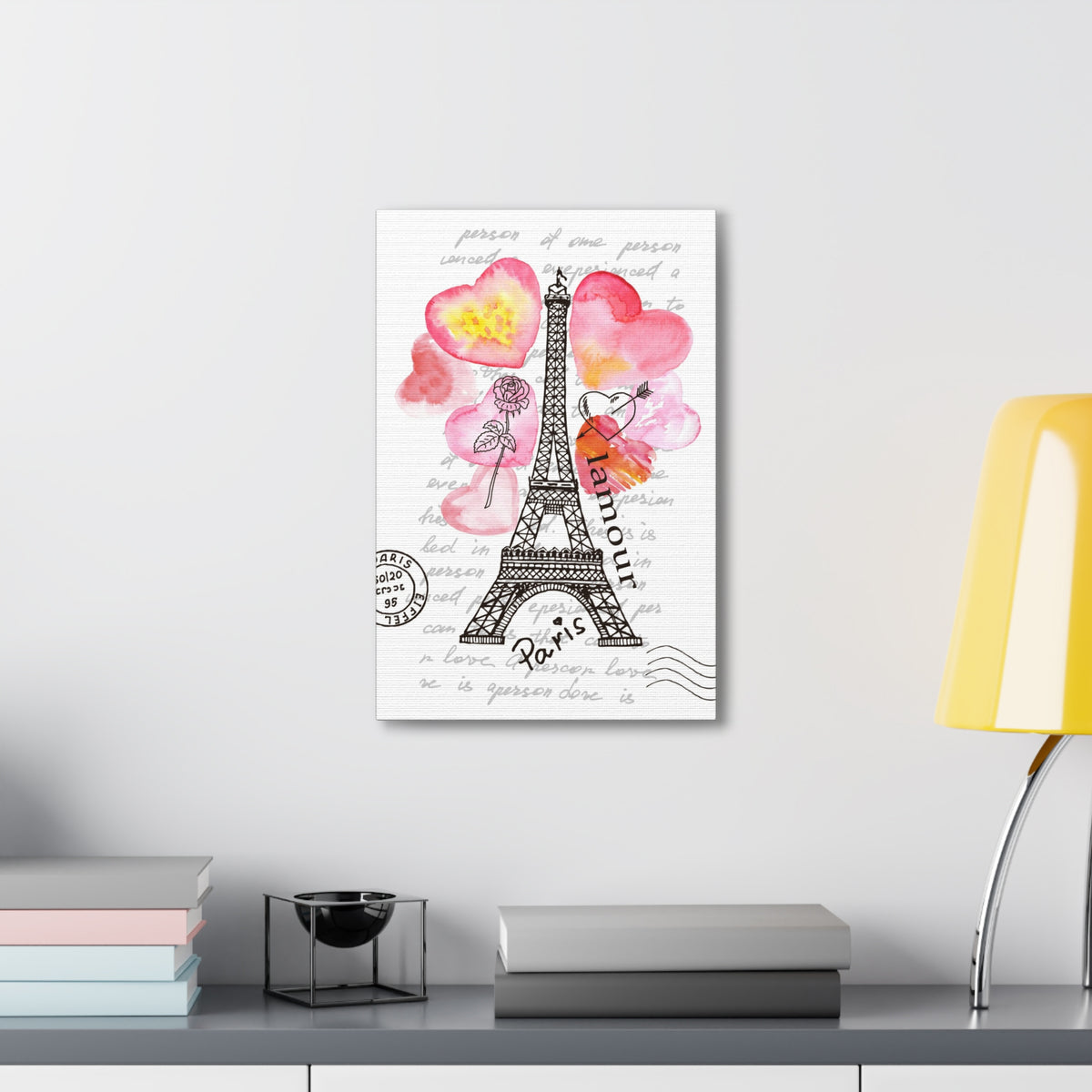 Pink Heart Eiffel Tower Paris France Canvas Artwork High-Quality Breathtaking French City for Home Decor Ready to Hang-Express Your Love Gifts