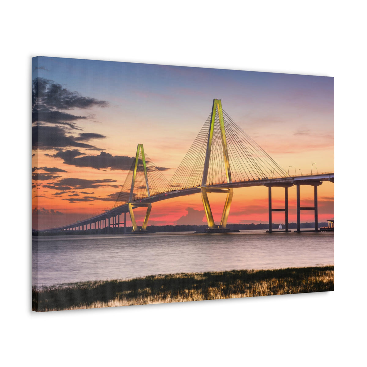 Jr Cooper River Bridge Charleston South Carolina Nature Wilderness Photography Canvas Wall Art for Home Decor Ready-to-Hang-Express Your Love Gifts
