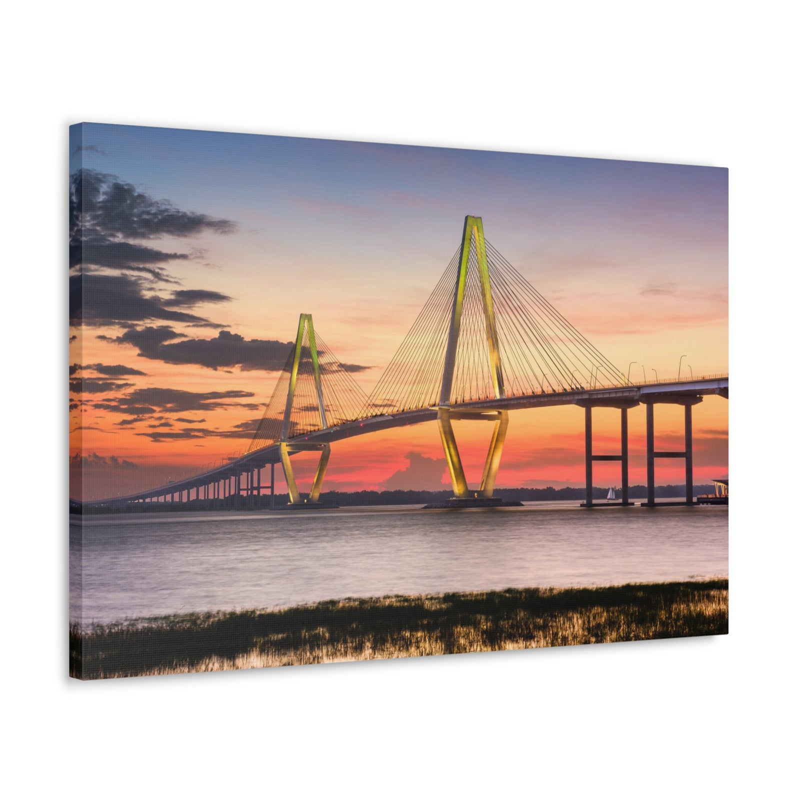 Jr Cooper River Bridge Charleston South Carolina Nature Wilderness Photography Canvas Wall Art for Home Decor Ready-to-Hang-Express Your Love Gifts