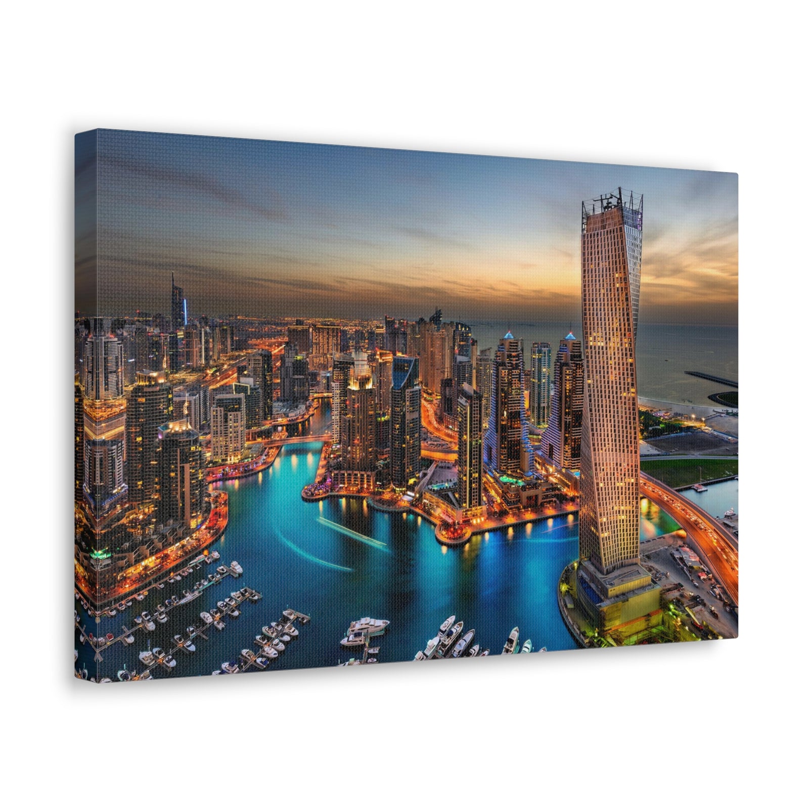 Dubai Night Skyline Canvas Artwork High-Quality Breathtaking Stunning Cityscape for Home Decor Ready to Hang-Express Your Love Gifts