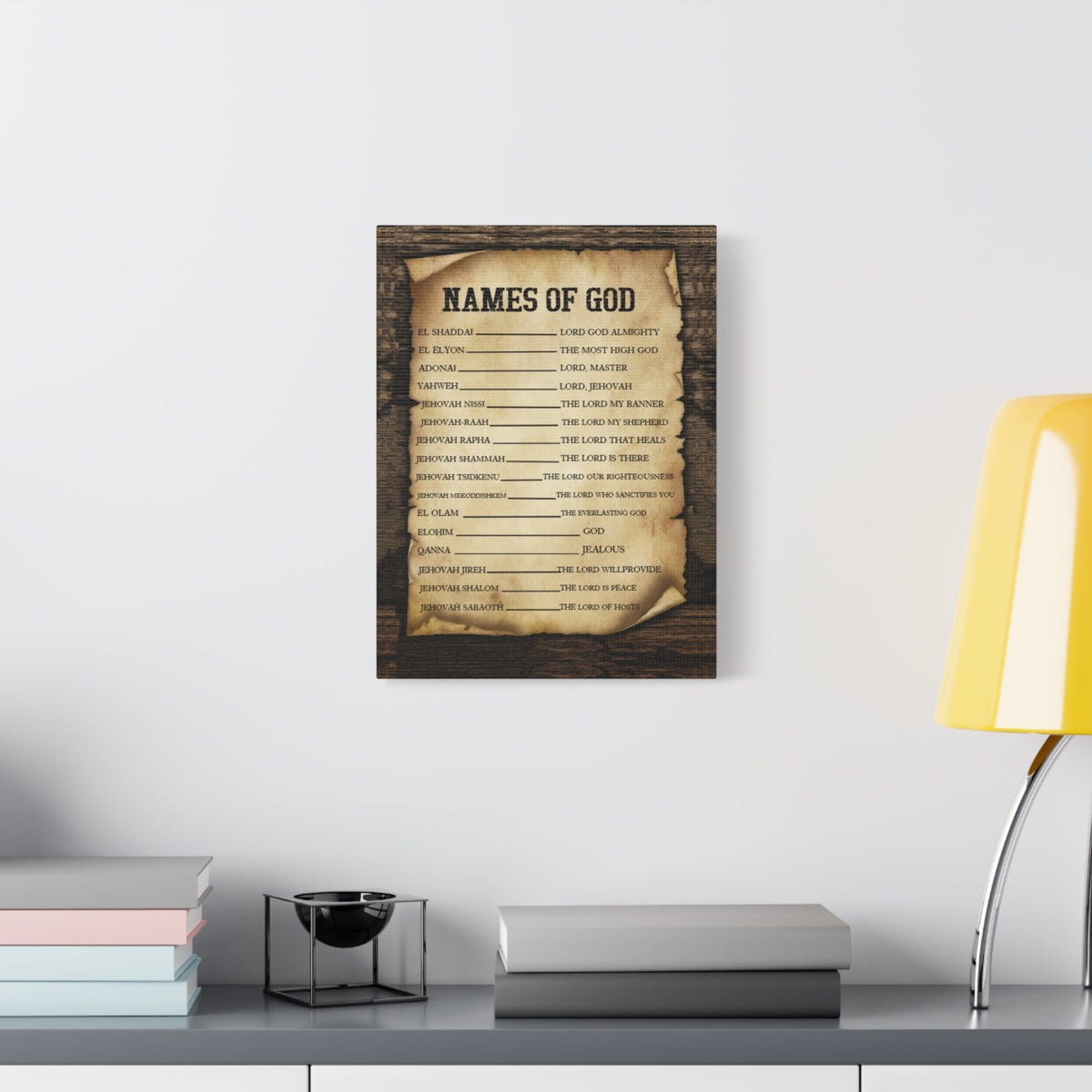 Scripture Canvas Names of God Christian Wall Art Bible Verse Print Ready to Hang-Express Your Love Gifts
