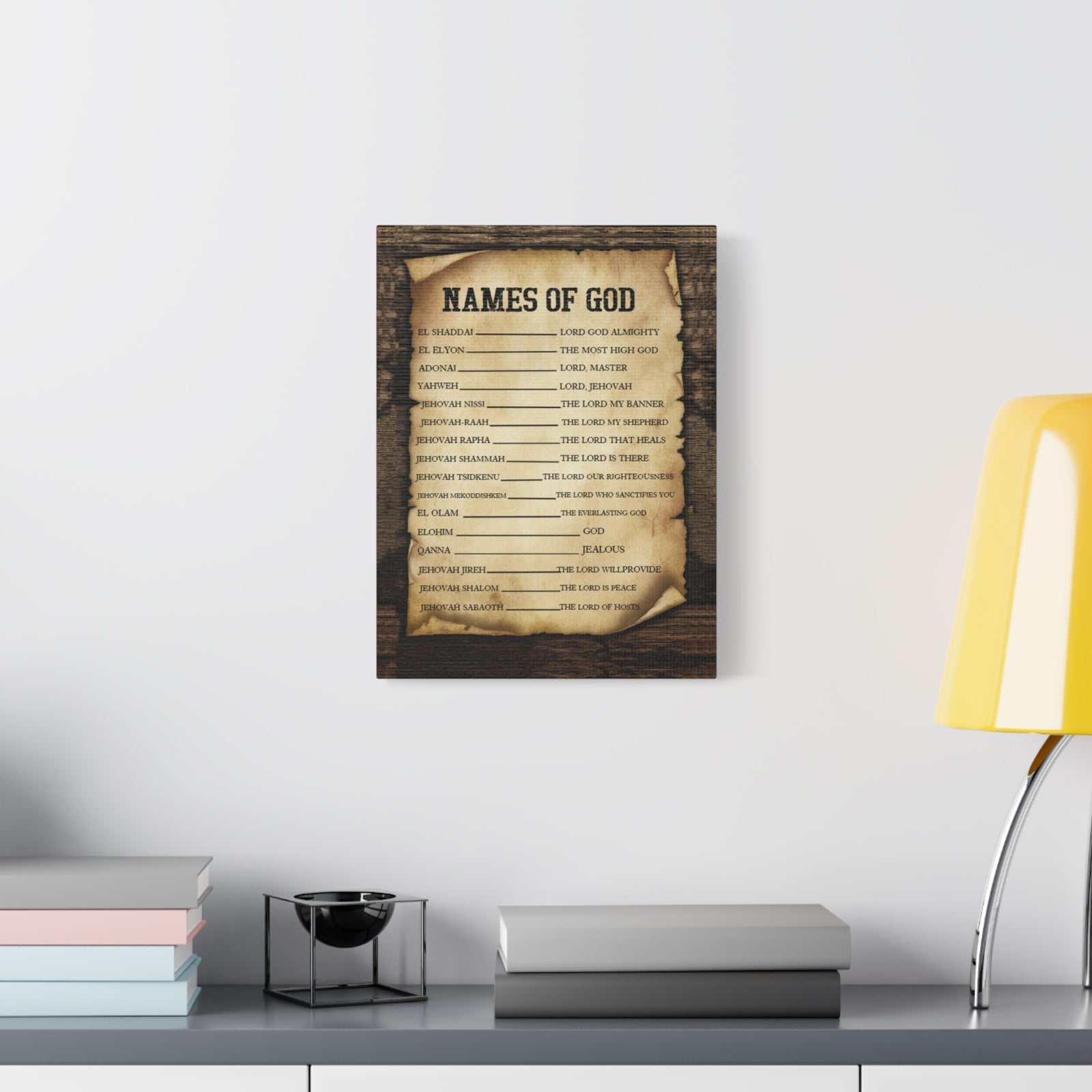 Scripture Canvas Names of God Christian Wall Art Bible Verse Print Ready to Hang-Express Your Love Gifts