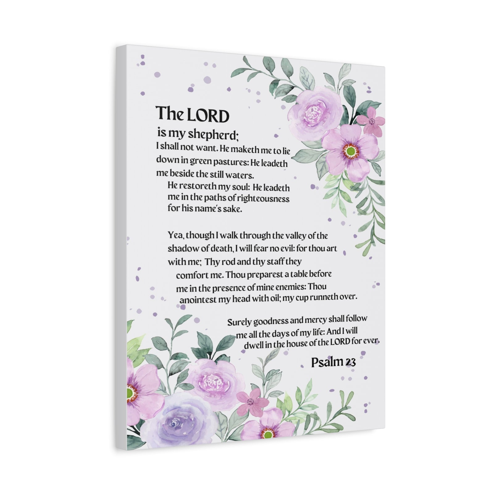 Scripture Walls Flowers Psalm 23 Bible Verse Canvas Christian Wall Art Ready to Hang-Express Your Love Gifts
