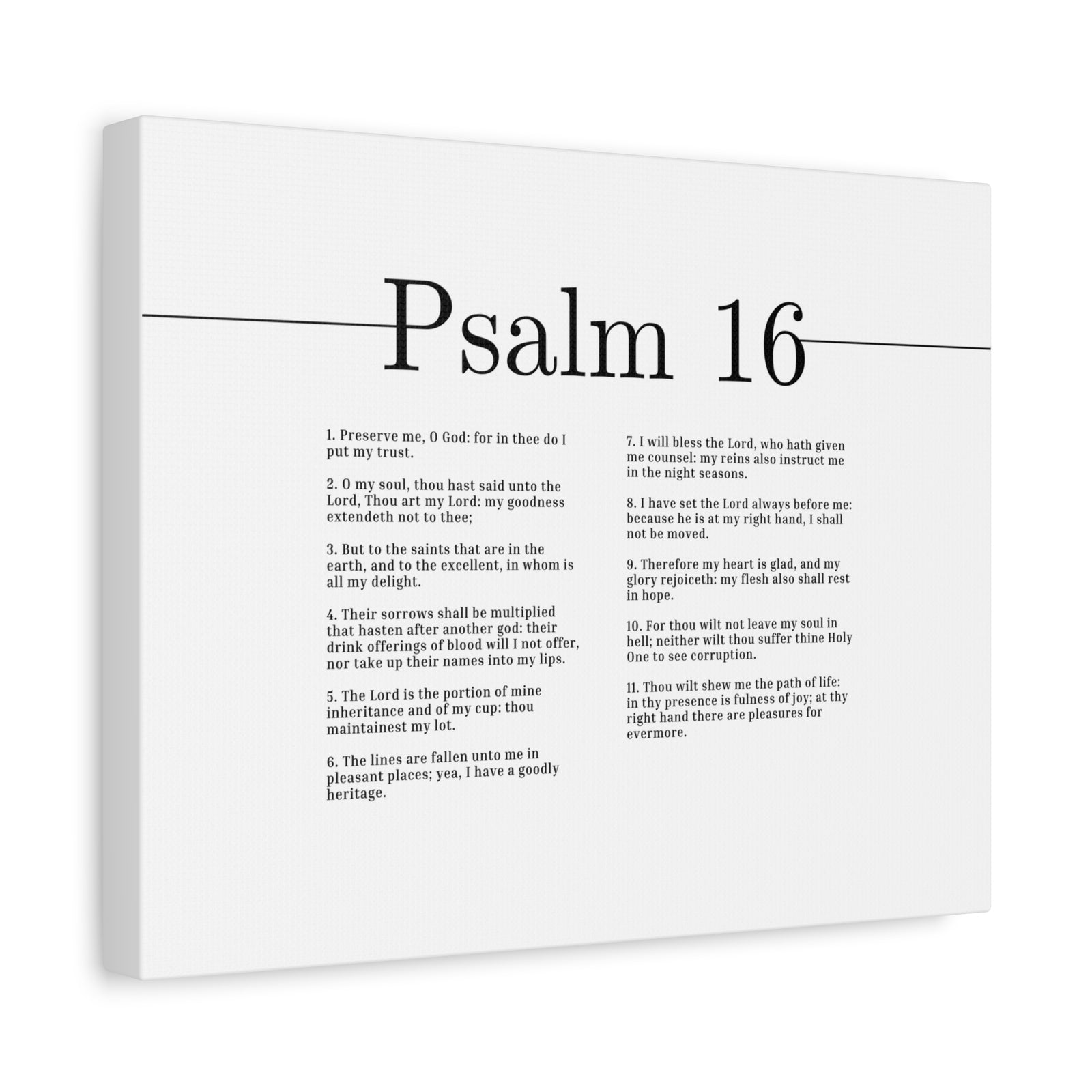 Scripture Canvas Therefore My Heart Is Glad Psalm 16 Christian Wall Art Bible Verse Print Ready to Hang-Express Your Love Gifts