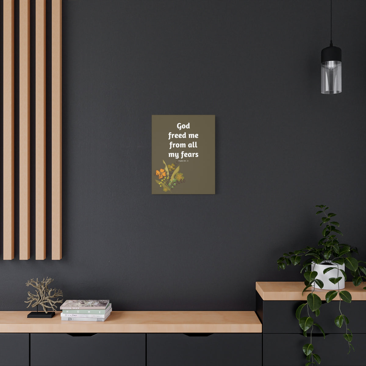 Scripture Canvas God Freed Me Psalm 34:4 Christian Wall Art Bible Verse Print Ready to Hang-Express Your Love Gifts