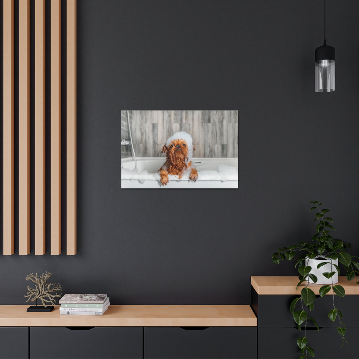 Cute Little Griffon Bathee Canvas Wall Art for Home Decor Ready-to-Hang-Express Your Love Gifts