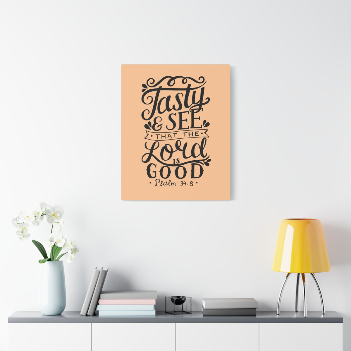 Scripture Canvas Tasty And See That Psalm 34:8 Christian Wall Art Bible Verse Print Ready To Hang-Express Your Love Gifts