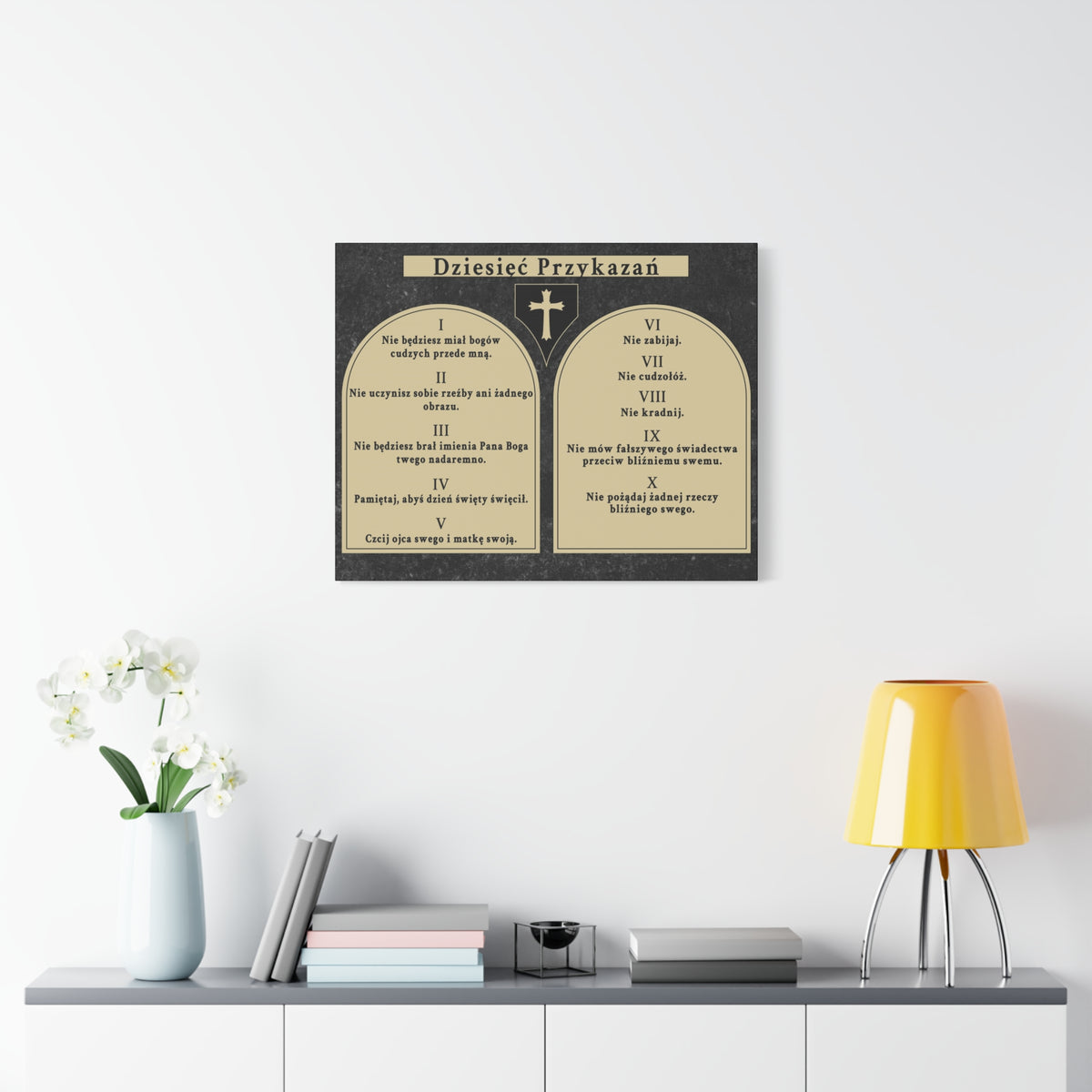 Scripture Walls Dziesięć Przykazań Ten Commandments Polish Bible Verse Canvas Christian Wall Art Ready to Hang Unframed-Express Your Love Gifts