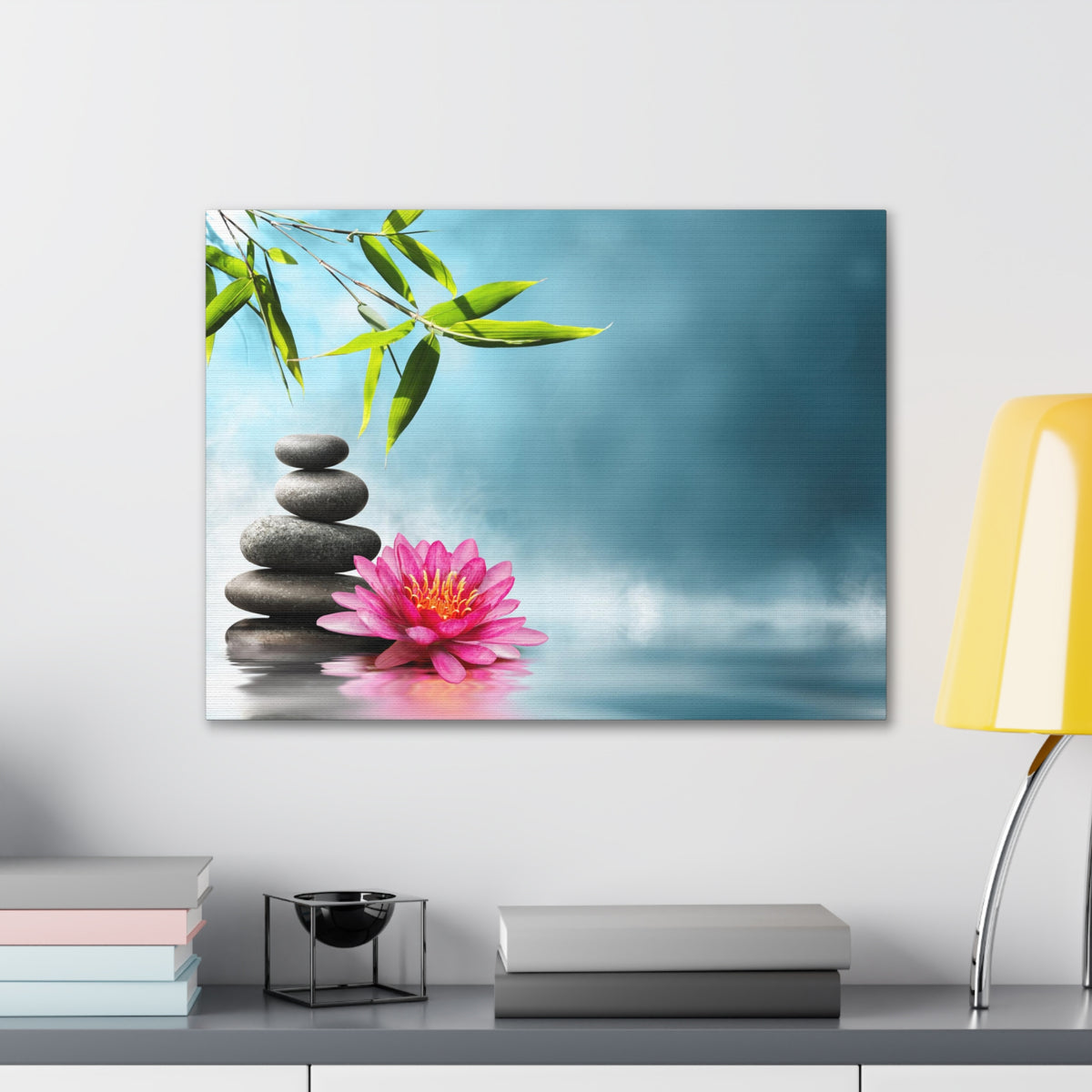 Waterlily with Stones Forest Floral Nature Photography Canvas Wall Art for Home Decor Ready-to-Hang-Express Your Love Gifts