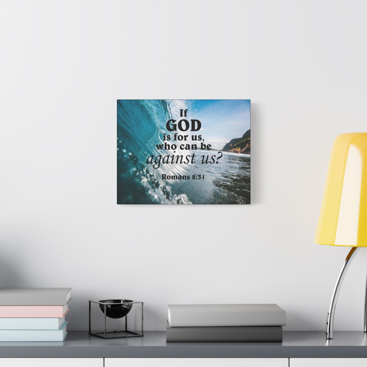 Scripture Canvas Fearless Romans 8:31Christian Wall Art Bible Verse Print Ready to Hang-Express Your Love Gifts