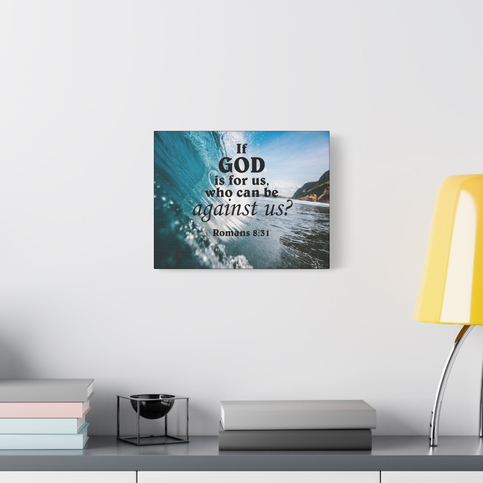 Scripture Canvas Fearless Romans 8:31Christian Wall Art Bible Verse Print Ready to Hang-Express Your Love Gifts