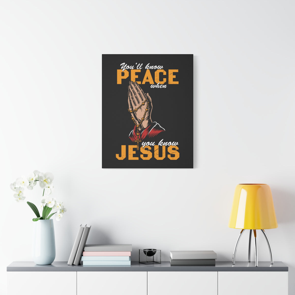 Scripture Canvas You'll Know Peace Rosary Psalms 96:1-13 Christian Wall Art Bible Verse Print Ready to Hang-Express Your Love Gifts