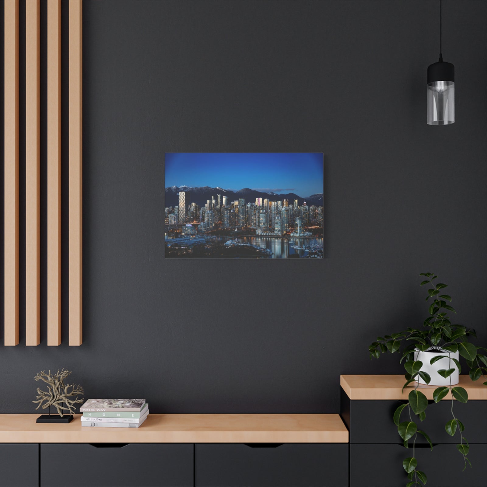 Vancouver Night Skyline Canvas Artwork High-Quality Breathtaking Stunning Cityscape for Home Decor Ready to Hang-Express Your Love Gifts