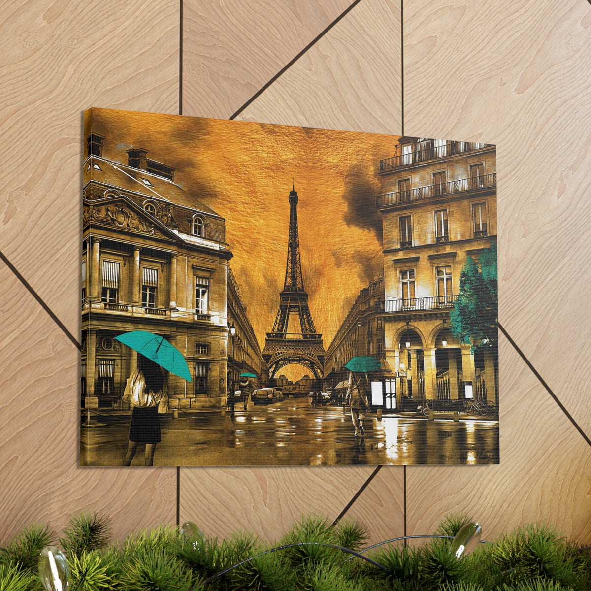 Yellow And Blue Eiffel Tower France Canvas Artwork High-Quality Breathtaking French City for Home Decor Ready to Hang-Express Your Love Gifts