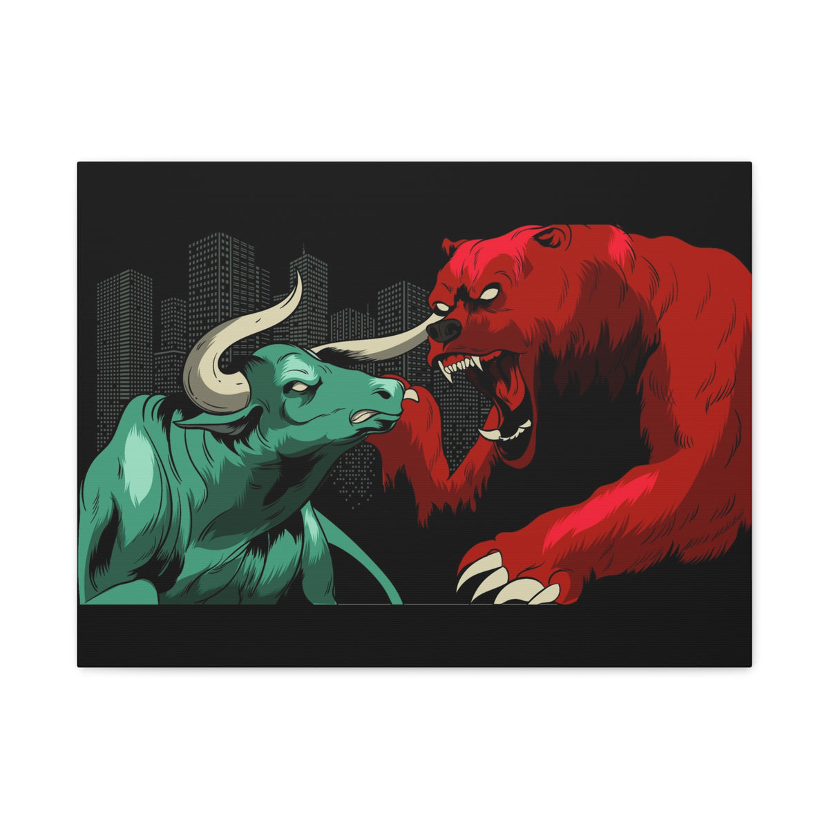 Copy of Stock Market Wall Art Bull vs Bear Battling for Wealth Wall Street Trading Art Canvas-Express Your Love Gifts