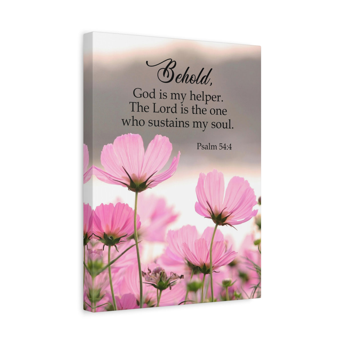 Scripture Canvas Behold, God is My Helper Psalm 54:4 Christian Wall Art Bible Verse Print Ready to Hang-Express Your Love Gifts