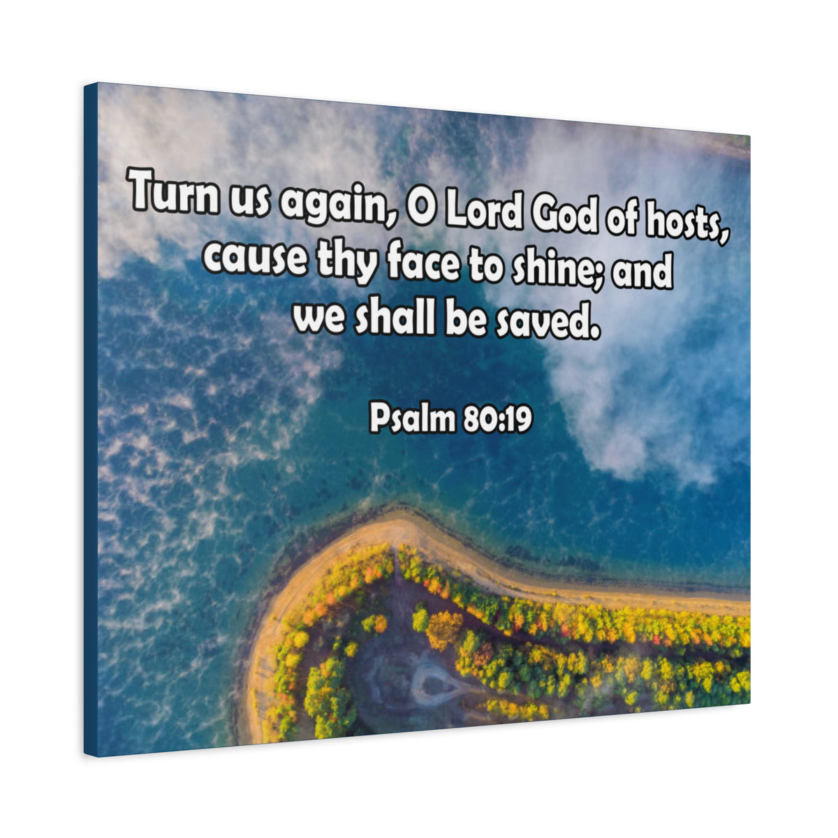 Bible Verse Canvas Turn Us Again Psalm 80:19 Christian Home Décor Wall Art Scripture Ready to Hang Faith Print-Express Your Love Gifts