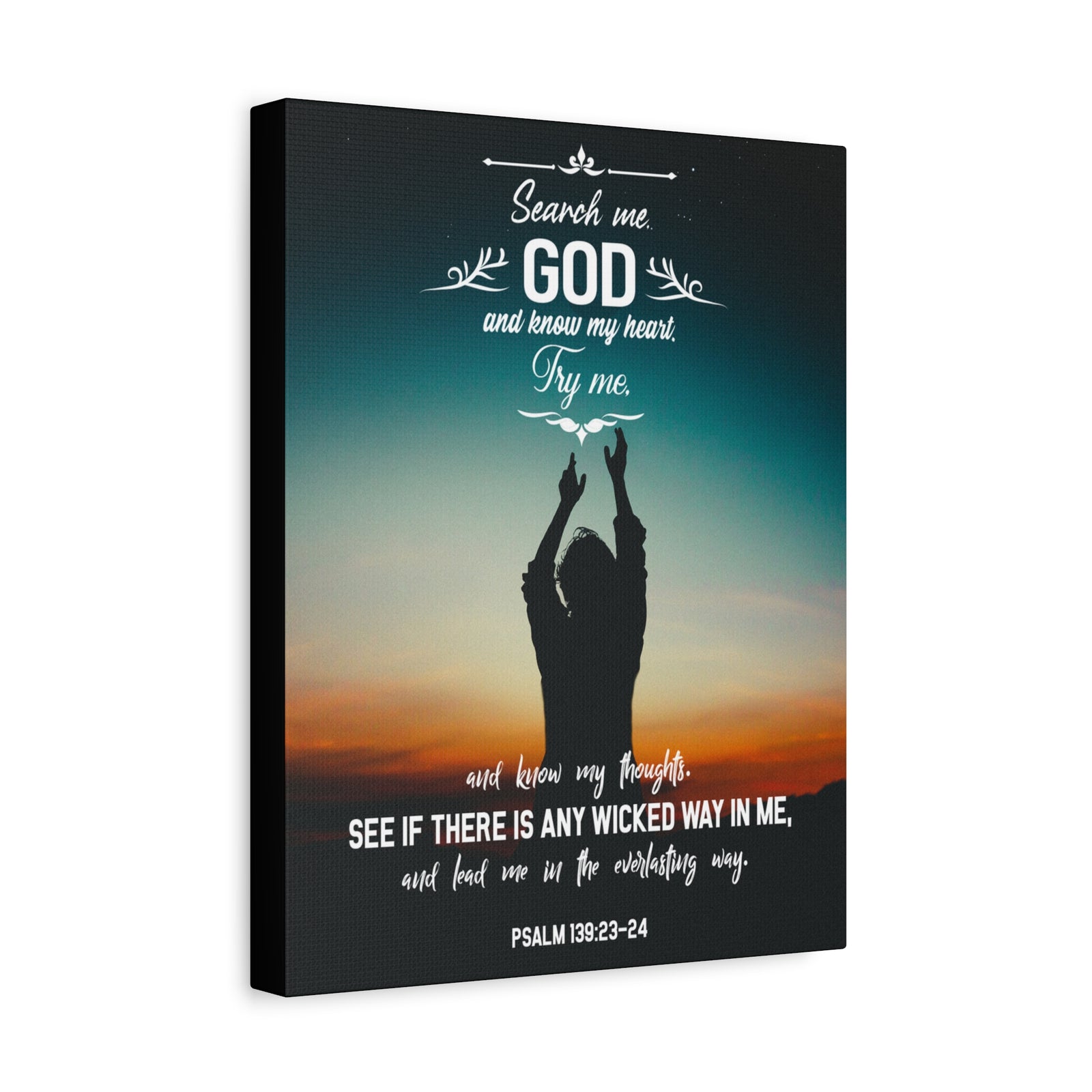 Scripture Canvas The Everlasting Way Psalm 139:23‭-‬24 Christian Wall Art Bible Verse Print Ready to Hang-Express Your Love Gifts