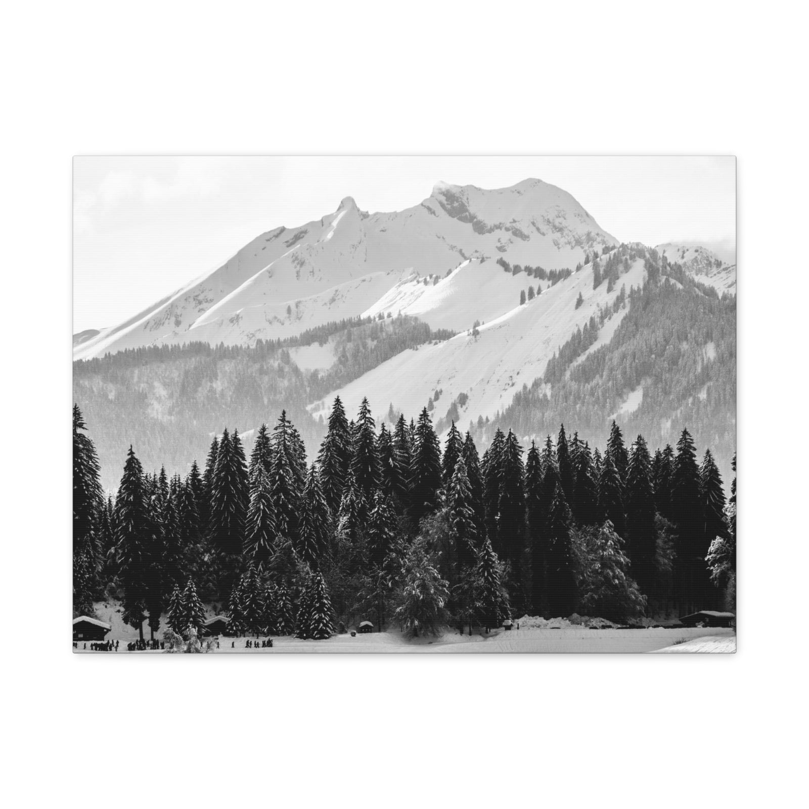 Winter Forest Mountain Black And White Nature Wilderness Photography Canvas Wall Art for Home Decor Ready-to-Hang-Express Your Love Gifts