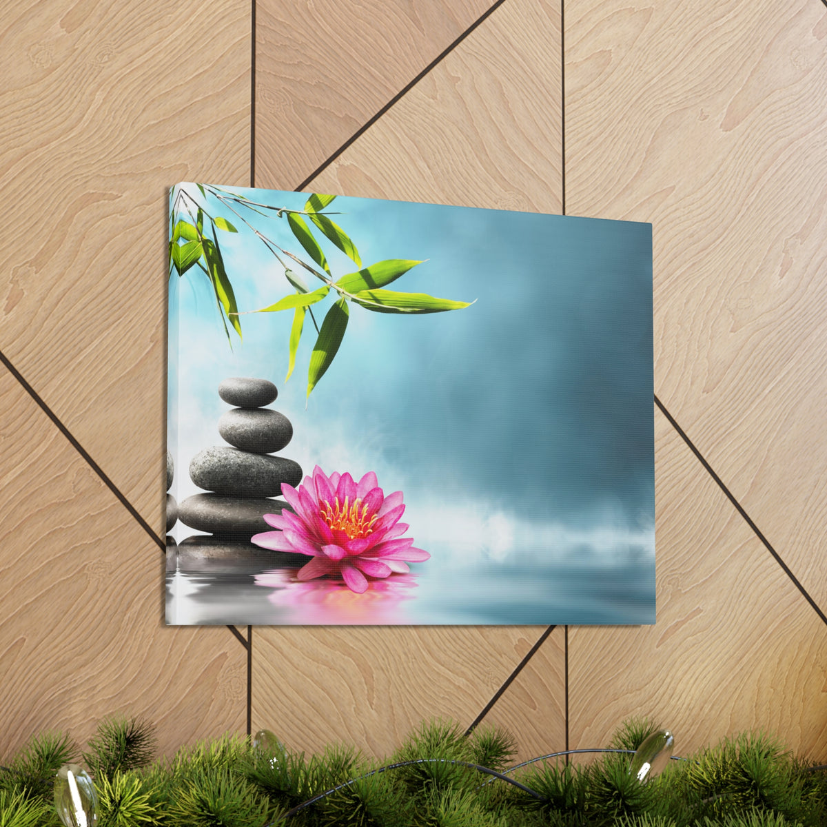 Waterlily with Stones Forest Floral Nature Photography Canvas Wall Art for Home Decor Ready-to-Hang-Express Your Love Gifts